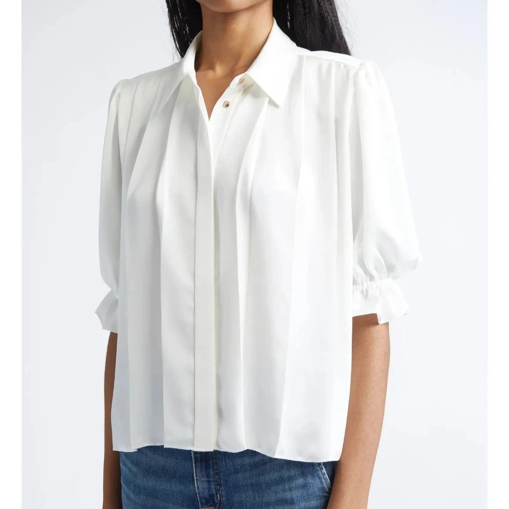 Ramy Brook Womens Amira Blouse Ivory Size XS Imperfection